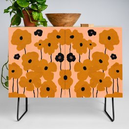 Abstract pastel wild blossoms  Credenza