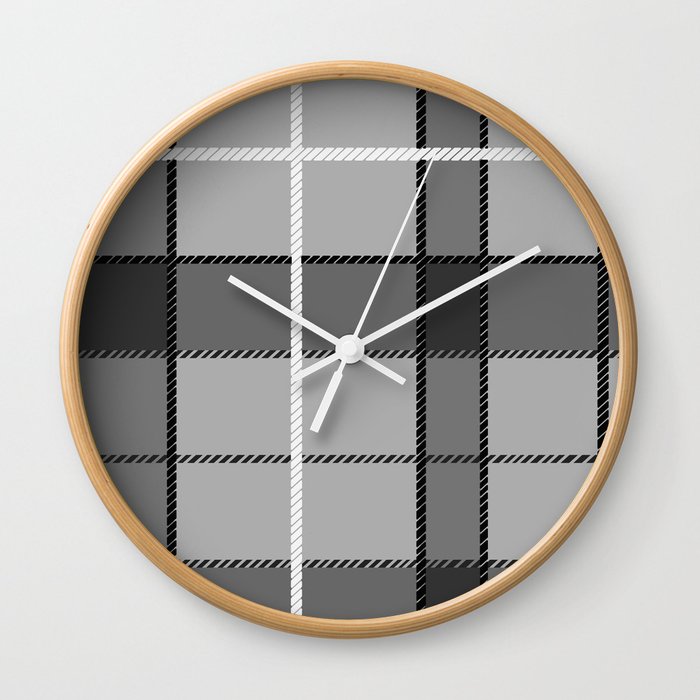 Gray Plaid Wall Clock
