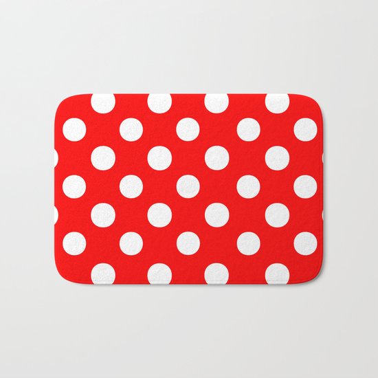 Polka Dots (White/Red) Bath Mat