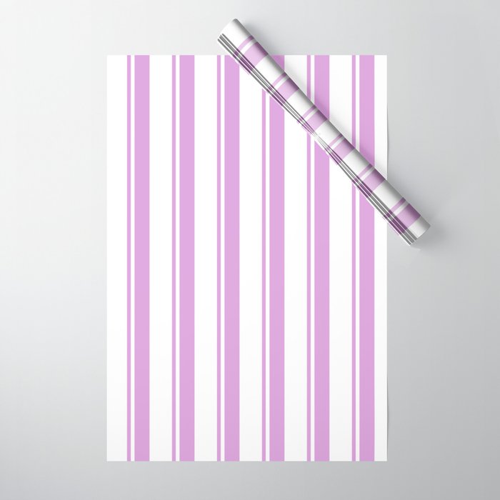 Plum & White Colored Lined/Striped Pattern Wrapping Paper