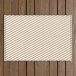 [ Thumbnail: White and Tan Colored Stripes/Lines Pattern Outdoor Rug ]