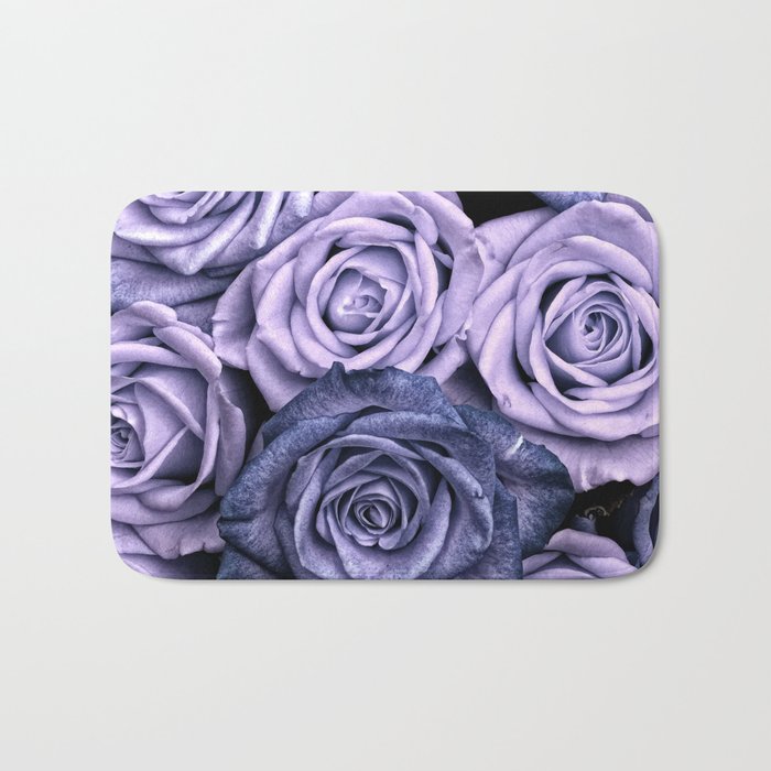 PURPLE ROSES floral flowers violet Bath Mat