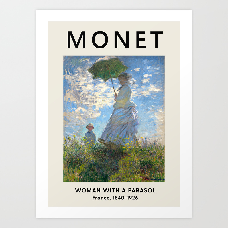 Vintage painting art claude monet artwork lady field poster canvas framed 