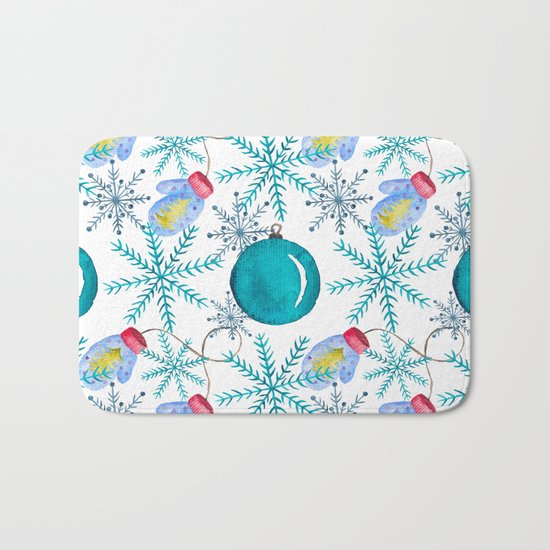 Blue Snowflakes #3 Bath Mat