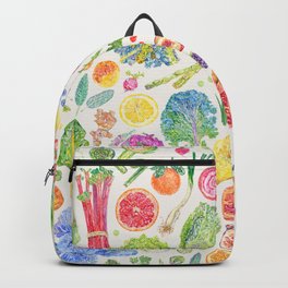 Seasonal Harvests - Neutral Backpack | Colorful, Vegetarian, Garden, Gardening, Vegetable, Produce, Painting, Watercolour, Botanical, Watercolor 