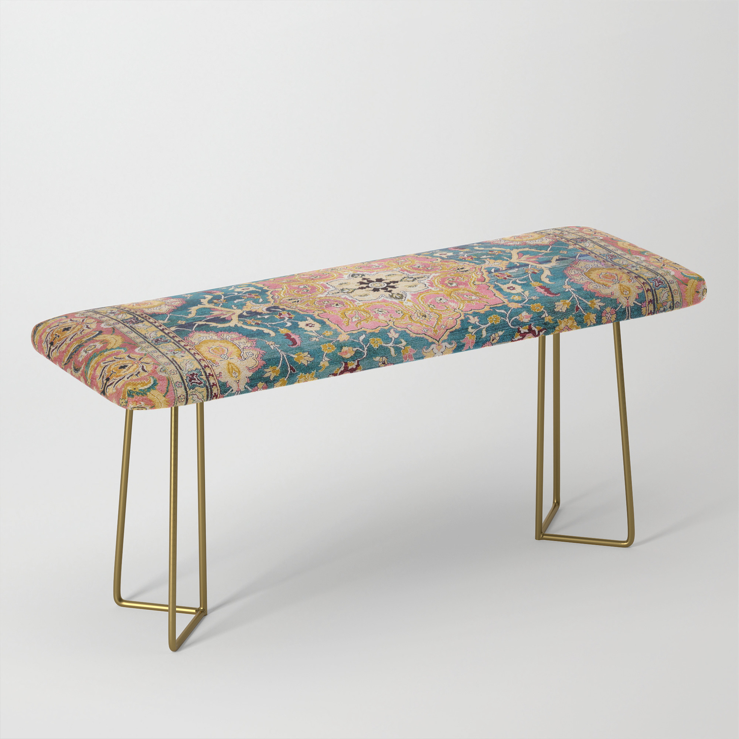 Amritsar Punjab North Indian Rug Print Bench By Vickybragomitchell