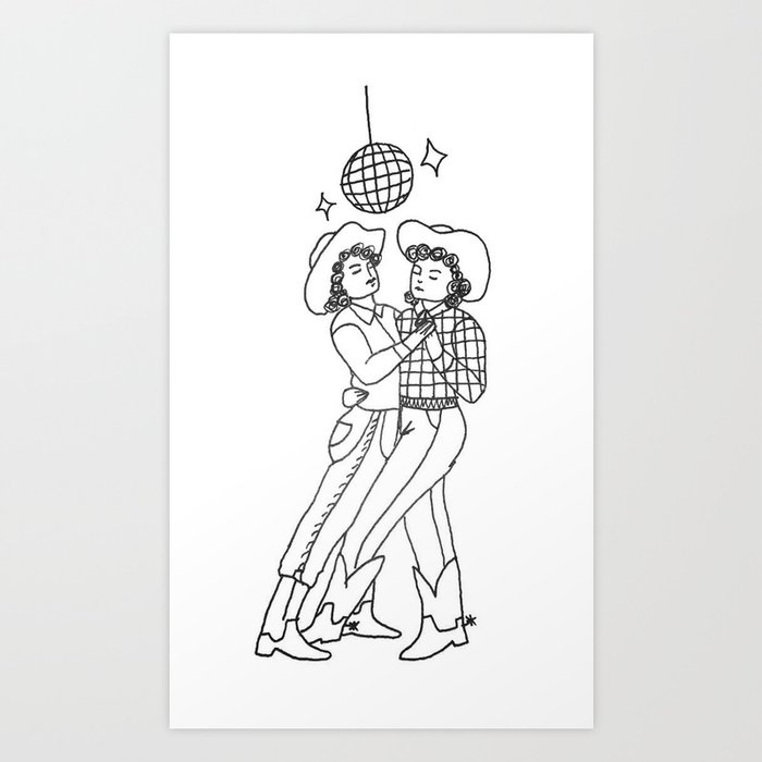 slow dancing cowgirls, inspired by @mellowpokes Art Print