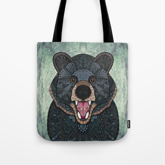 Ornate Black Bear Tote Bag