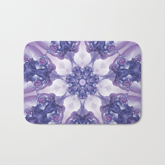 Violet and Magenta Fractal Kaleidoscope Mandala Bath Mat