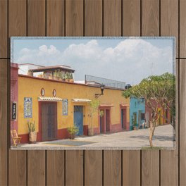 Mexico Photography - Colorful Buildings Connected To Each Other Outdoor Rug