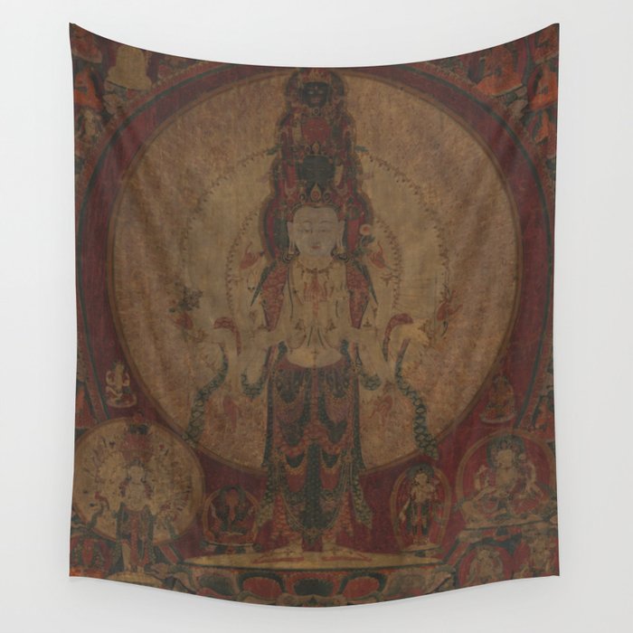 Eleven-Headed, Thousand-Armed Bodhisattva of Compassion 16th Century Classical Tibetan Buddhist Art Wall Tapestry