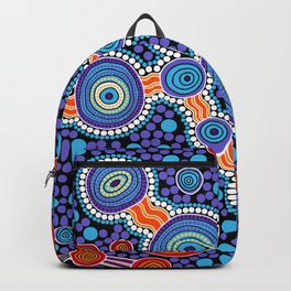 Authentic Aboriginal Art - The Journey Blue Backpack | Indigenous, Hogarth, Aboriginalart, Australia, Earth, Dots, Native, Graphicdesign, Aboriginal, Pattern 