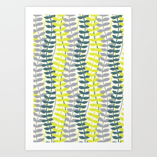 seagrass pattern - teal and lime Art Print