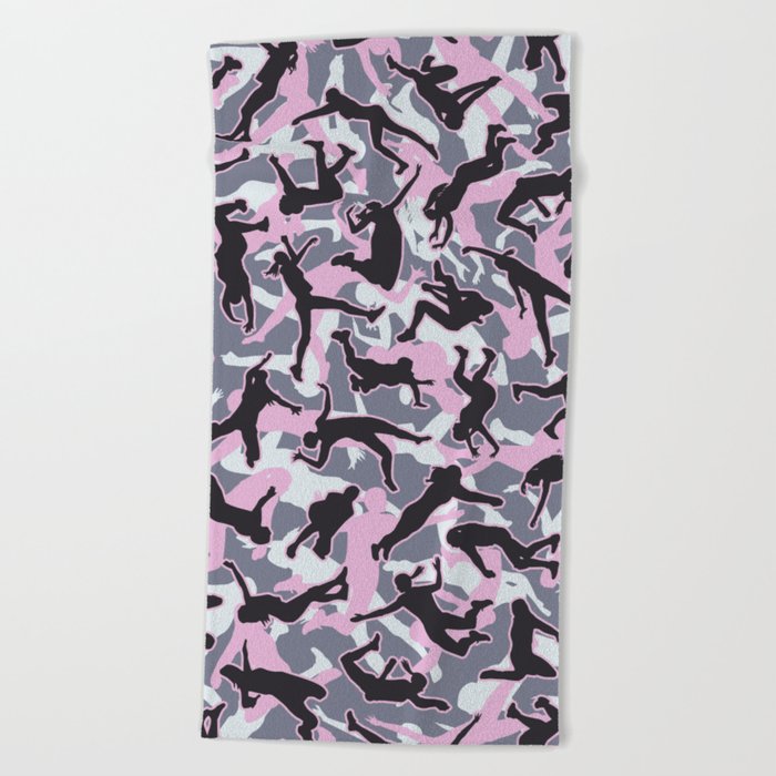 Volleyball Player Camo Camouflage Pattern Pink Beach Towel