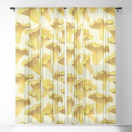 Yellow Mushrooms Sheer Curtain