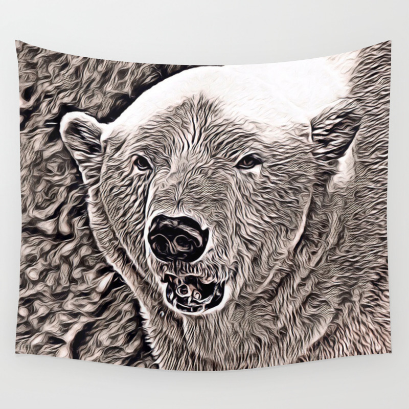 Rustic Style Polar Bear Wall Tapestry by jamcolorsspecial