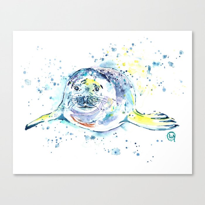Harbour Seal Watercolor Painting Emil Canvas Print By