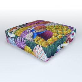 Pearl of the Andes Mountains - Valley of Starry Ranunculus Blossoms and Flower Sellers Outdoor Floor Cushion