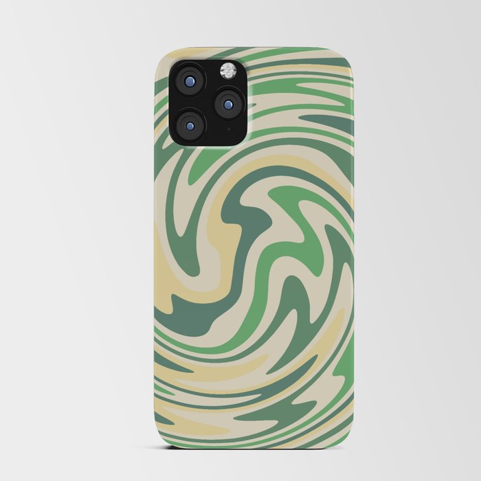 Retro Green and Yellow Marble Pattern iPhone Card Case