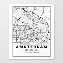 Amsterdam tourist map Canvas Print