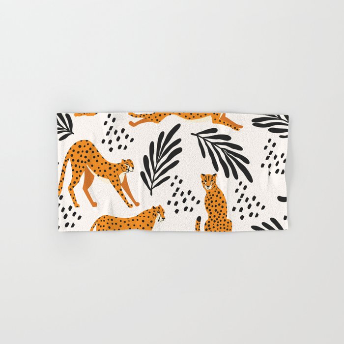 Cheetahs pattern on white Hand & Bath Towel