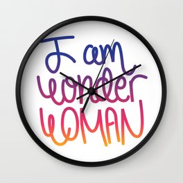 Woman power inspiration quote in a colorful gradient Wall Clock