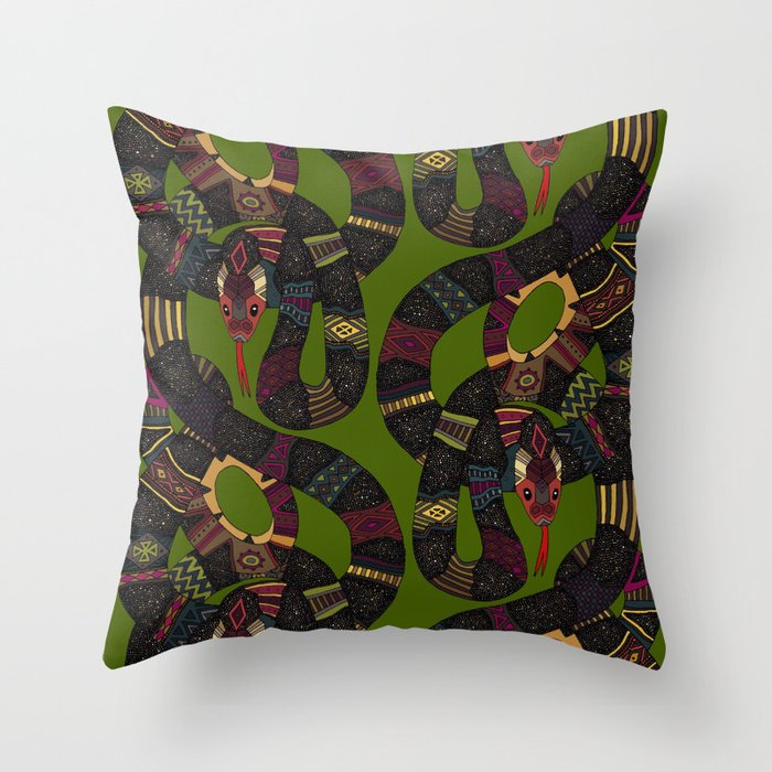 geo snakes Throw Pillow