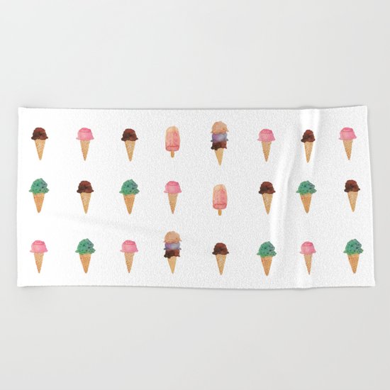 Ice Cream Pattern Beach Towel