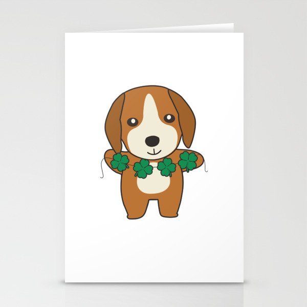 Beagle Shamrocks Cute Animals For Happiness Stationery Cards
