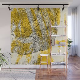 Lisbon, Portugal - Map Drawing - Yellow Wall Mural