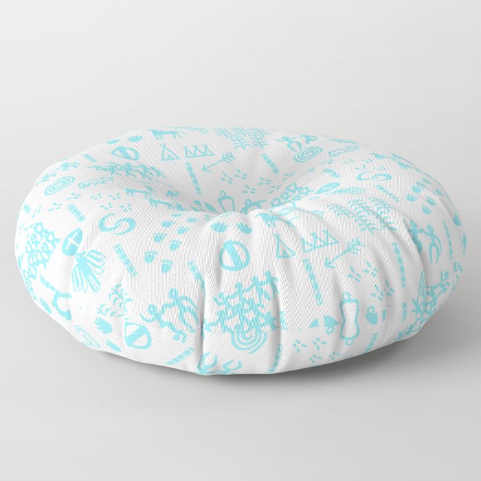 The People's Story - Turquoise and White Floor Pillow