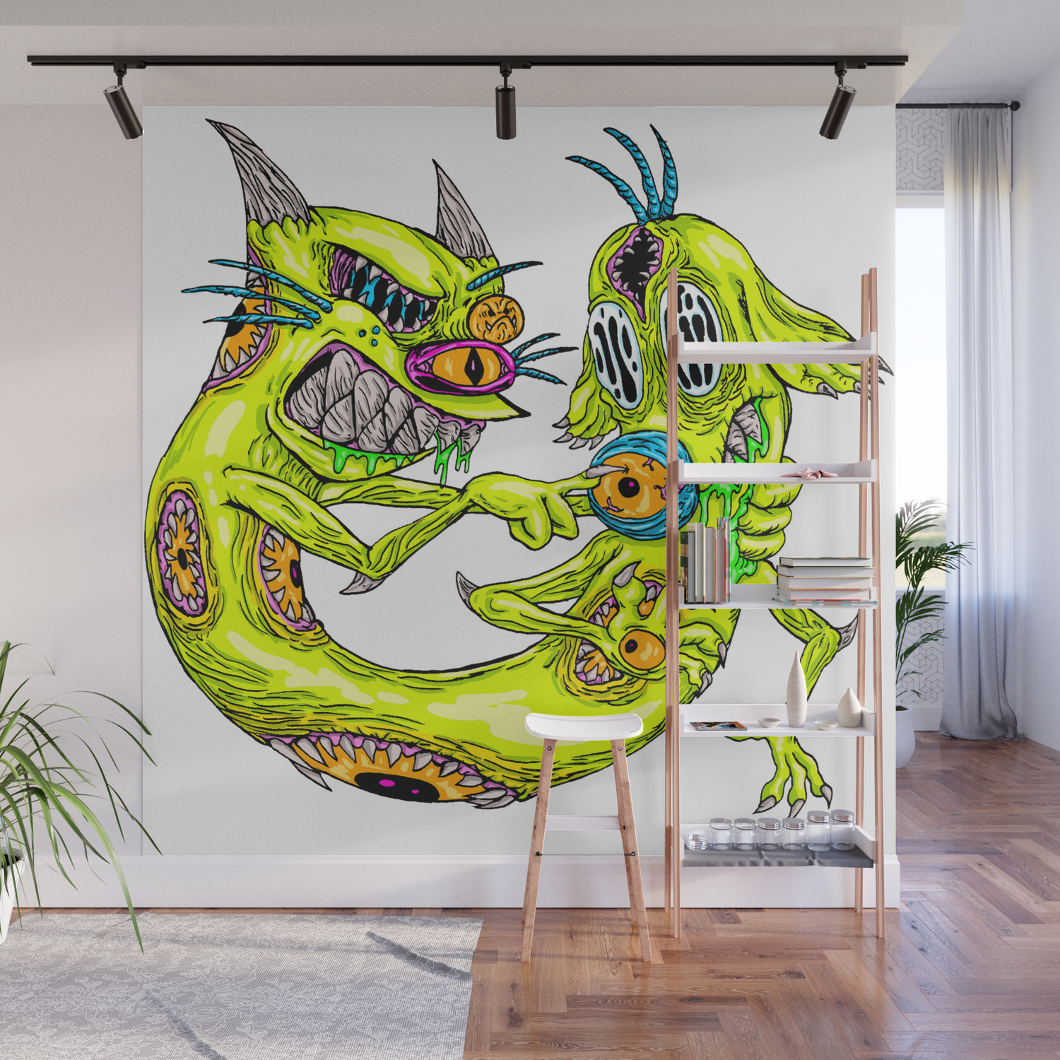 Cat Monster Dog Wall Mural By Robisrael Society6