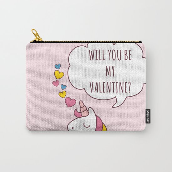 Valentine's Day - Unicorn Be my Valentine Carry-All Pouch
