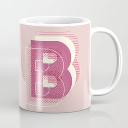 5 Layers Retro Drop Cap B - Pink Hand Drawn Monogram Letter Coffee Mug