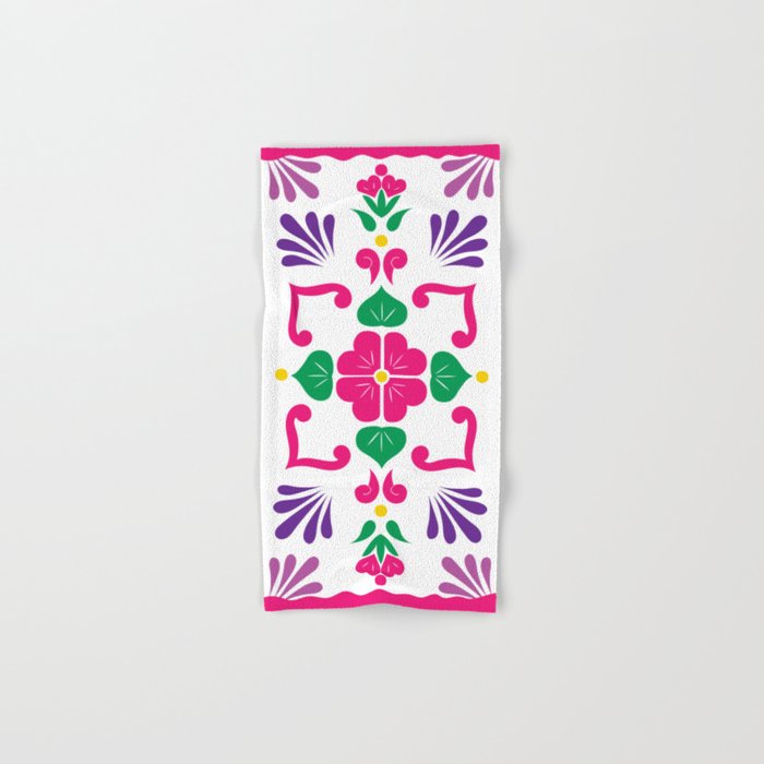 Pink 1, Framed Talavera Flower Hand & Bath Towel