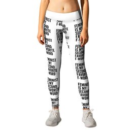 Feminist is My Second Favorite F-Word Leggings | Nastywoman, Graphicdesign, Swearing, Patriarchy, Feminist, Vector, Black And White, Equality, Sexist, Typography 