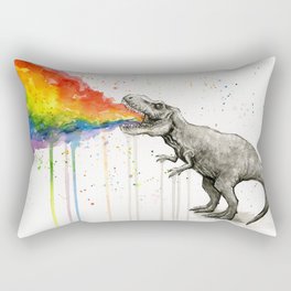 T-Rex Dinosaur Vomits Rainbow Rectangular Pillow