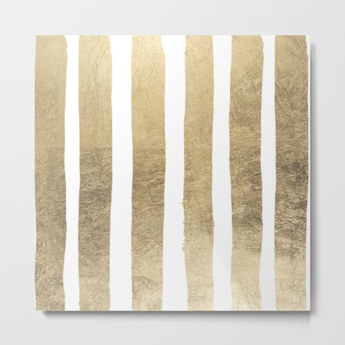 Elegant geometrical gold foil stripes motif Metal Print