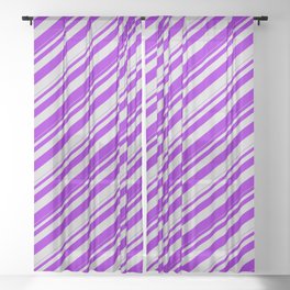 [ Thumbnail: Dark Violet and Light Gray Colored Lines Pattern Sheer Curtain ]