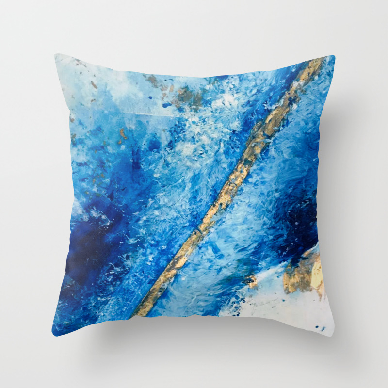 Blue Skies 2 A Pretty Abstract Mixed Media Piece In Blue Gold