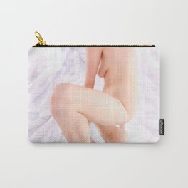 9374-KMA Brown Eyed Girl on Mirror Looking Up Fine Art Nude High Key Carry-All Pouch