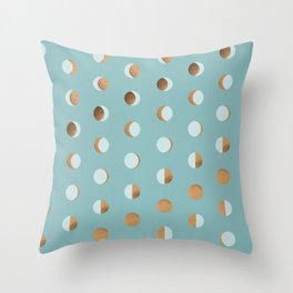 The Lunar Cycle • Phases of the Moon – Copper & Robin's Egg Blue Palette Throw Pillow