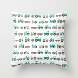Tractors on white Throw Pillow