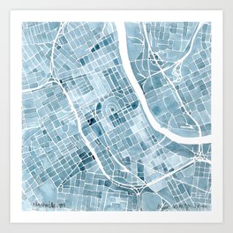 Map Nashville Tennessee Blueprint City Map Art Print