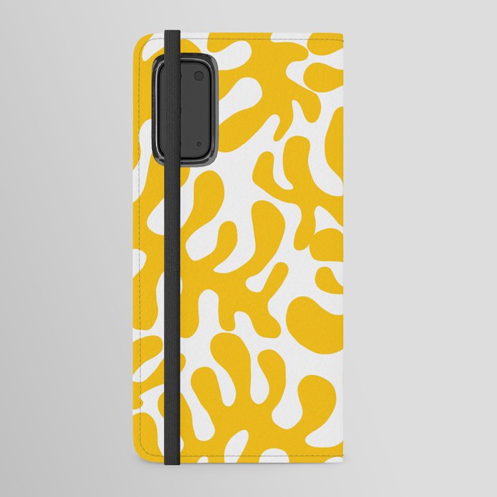 Yellow Matisse cut outs seaweed pattern on white background Android Wallet Case