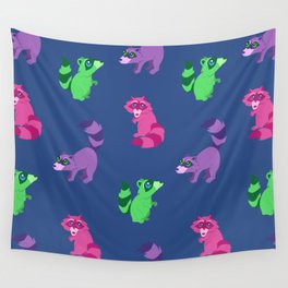 Cute, Colorful Raccoons Wall Tapestry
