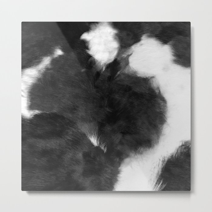 Black and White Primitive Scandinavian Cowhide Metal Print