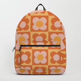 Retro 70s floral cutie checker pattern  Backpack