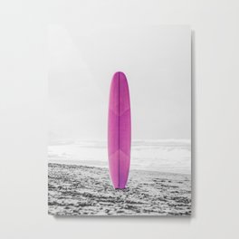 Vintage Aesthetic Beach California pink surfboard Metal Print | Aestheticbeach, Palm Trees, Vintagebeach, Palmsprings, Vintagesurf, Palmprint, Curated, Palmtree, Photo, Tropicalart 
