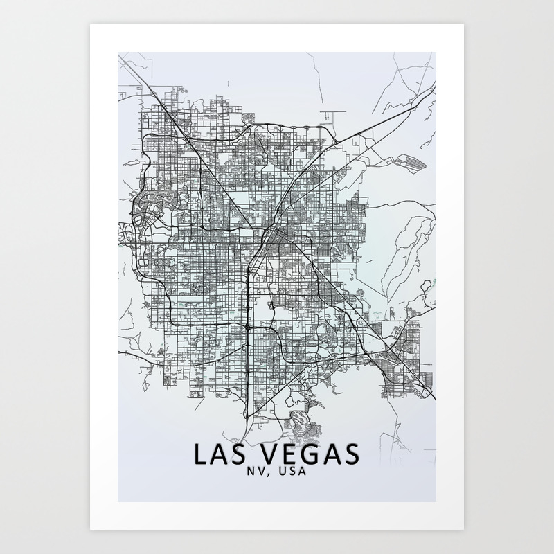 Las Vegas Nv Usa White City Map Art Print By Citymapartprints Society6